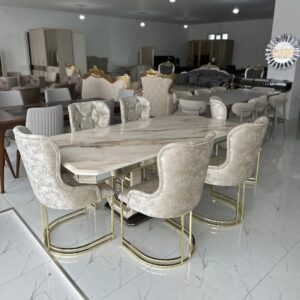 8 seater Gold dinning with marble top table