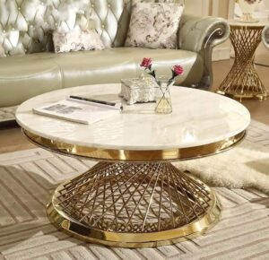 Round gold coffee table