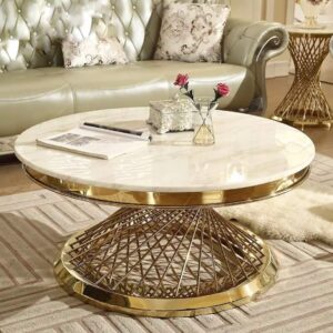 Round gold coffee table